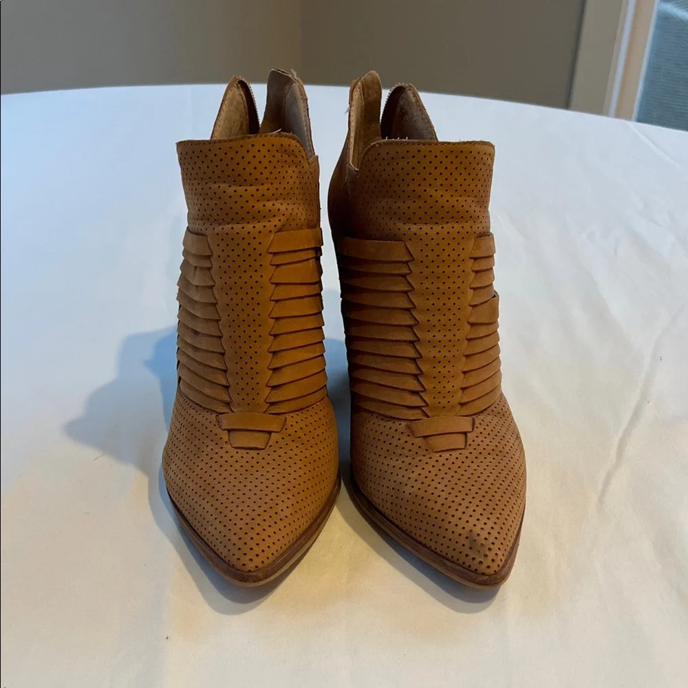 Vince Camuto Tan Perforated Ankle Booties - Picture 2 of 12